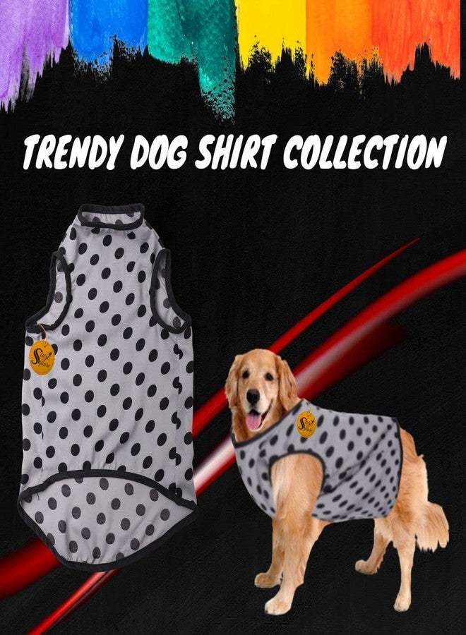 سايج سكوير تيشيرت للكلاب من Sage Square، مصنوع من خامة ناعمة ومرنة | تصميم عصري وجذاب للحيوانات الأليفة | خفيف الوزن وناعم | ملابس مريحة وجيدة التهوية للكلاب | طقم صدرية أنيق (مقاس كبير جدًا - 26 بوصة) (رمادي منقط) - Image 2